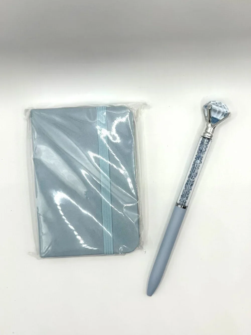 Light Blue A7 Pocket Notebook & Crystal Diamond Pen Gift Set Journal Planner NEW